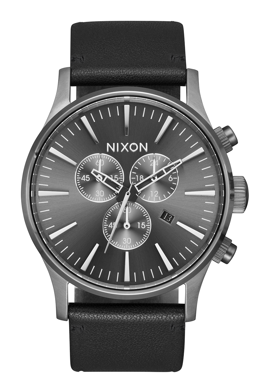 Sentry Chrono Leather - Matte Black / Gold / Black