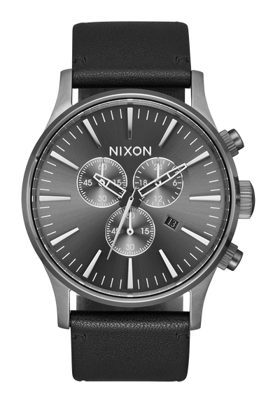 Sentry Chrono Leather - Matte Black / Gold / Black