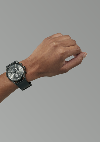 Sentry Chrono Leather - Matte Black / Gold / Black