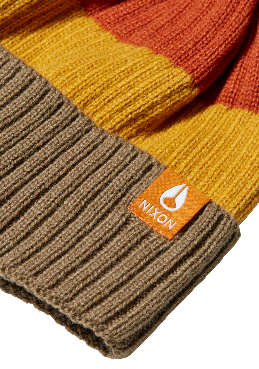 Schrader Pom Beanie - Dark Cedar / Red