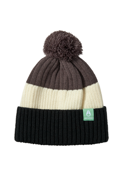 Schrader Pom Beanie - Dark Cedar / Red
