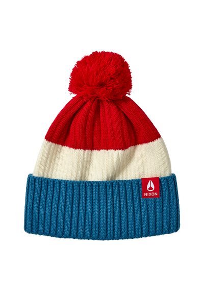 Schrader Pom Beanie - Dark Cedar / Red