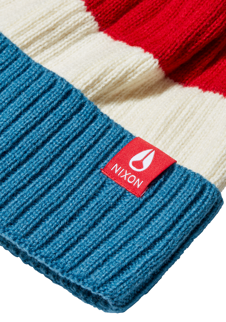 Schrader Pom Beanie - Dark Cedar / Red