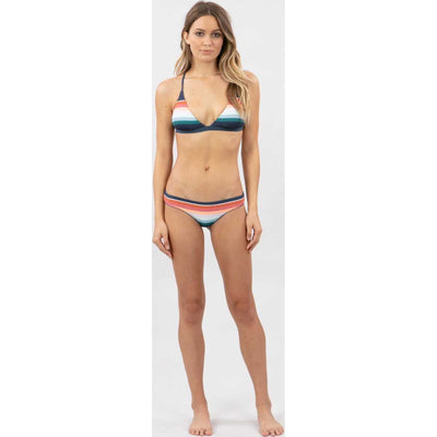 Retro Stripe Crossback Tri Bikini Top in Mid Blue