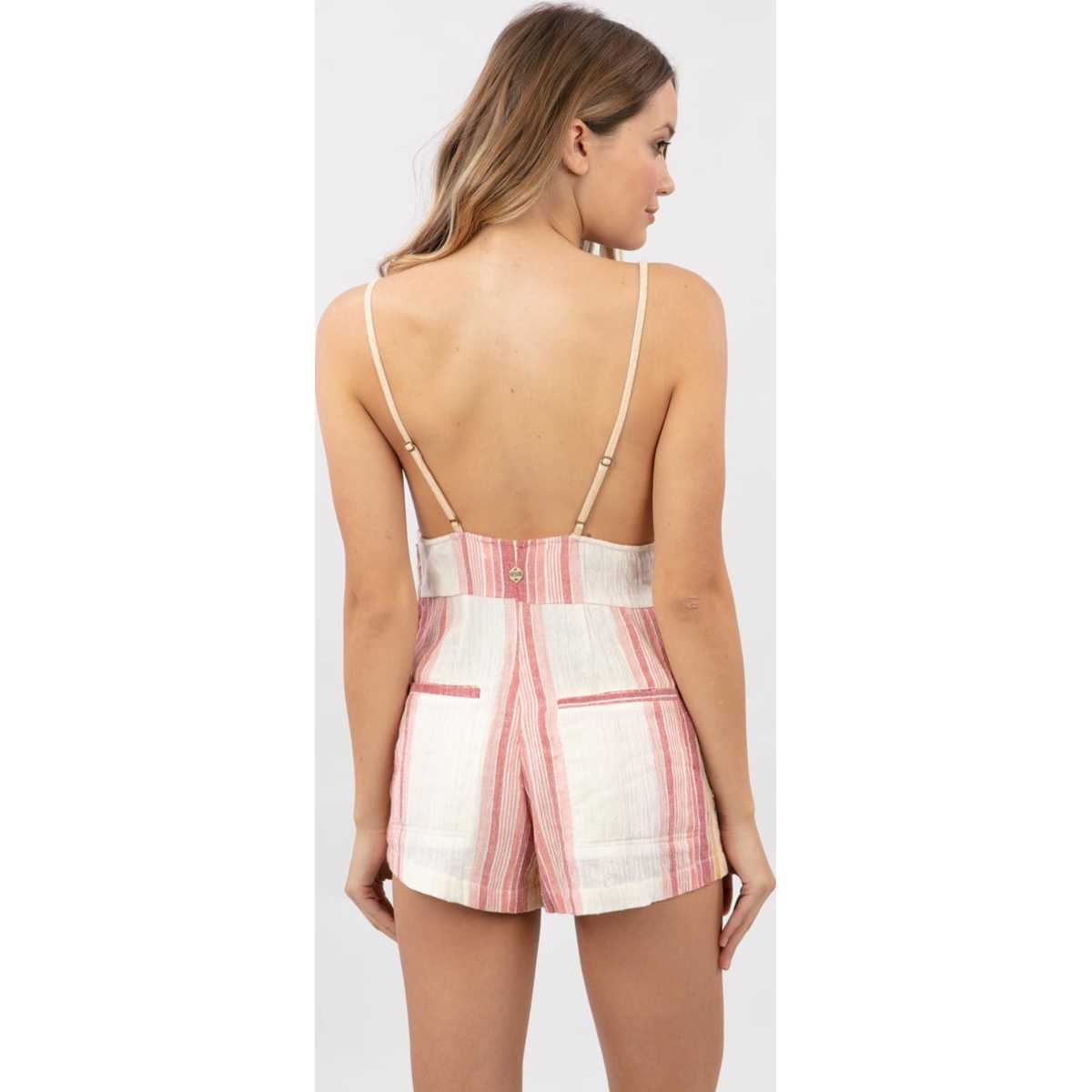 Golden Days Stripe Romper in Bone