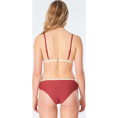 Golden Days Block Tri Bikini Top in Maroon