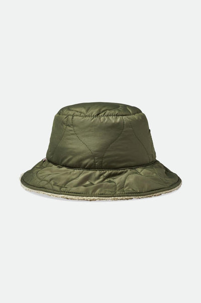 Petra Reversible Bucket Hat - Military Olive/Dove Sherpa