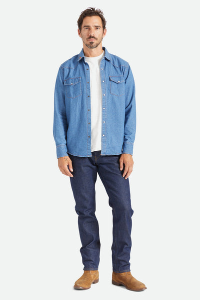 Willie Nelson L/S Woven - Worn Denim