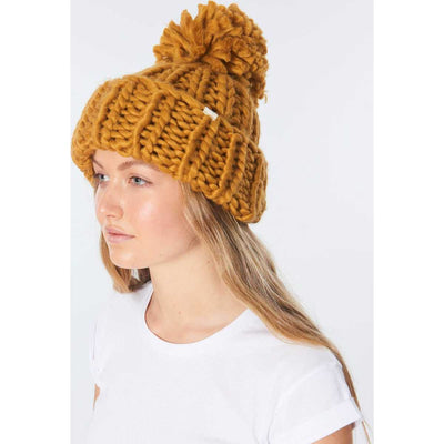 Tropic Sol Pom-Pom Beanie in Tobacco