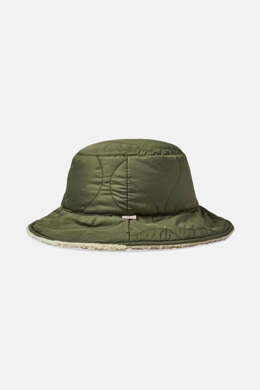 Petra Reversible Bucket Hat - Military Olive/Dove Sherpa