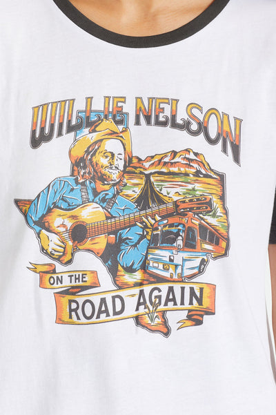 Willie Nelson Road Again S/S Vintage Tee - White