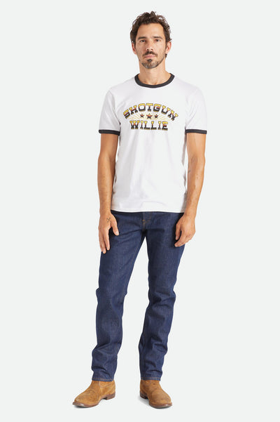 Willie Nelson Shotgun S/S Ringer Tee - White